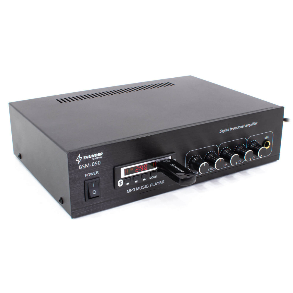 Thunder BSM050 3 csatornás / 1 zónás 100V ERŐSÍTŐ (50W) + Bluetooth