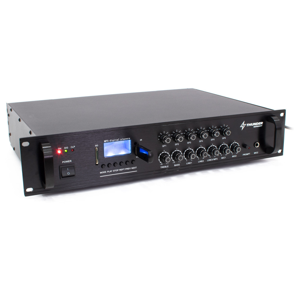 Thunder BSS800 5 csatornás / 6 zónás 100V ERŐSÍTŐ (800W) + Bluetooth + FM